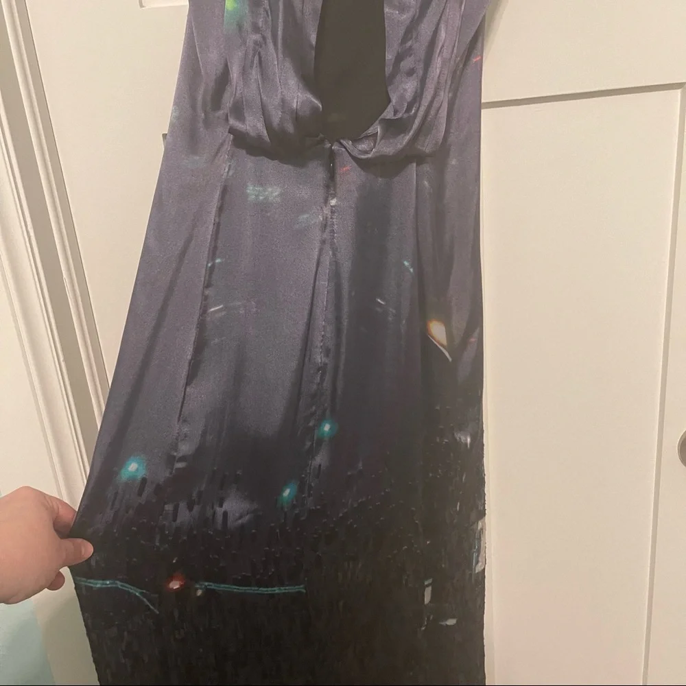 NWT H&M size 2 gorgeous blue purple silk blend dress gown with draped back! - Picture 10 of 13